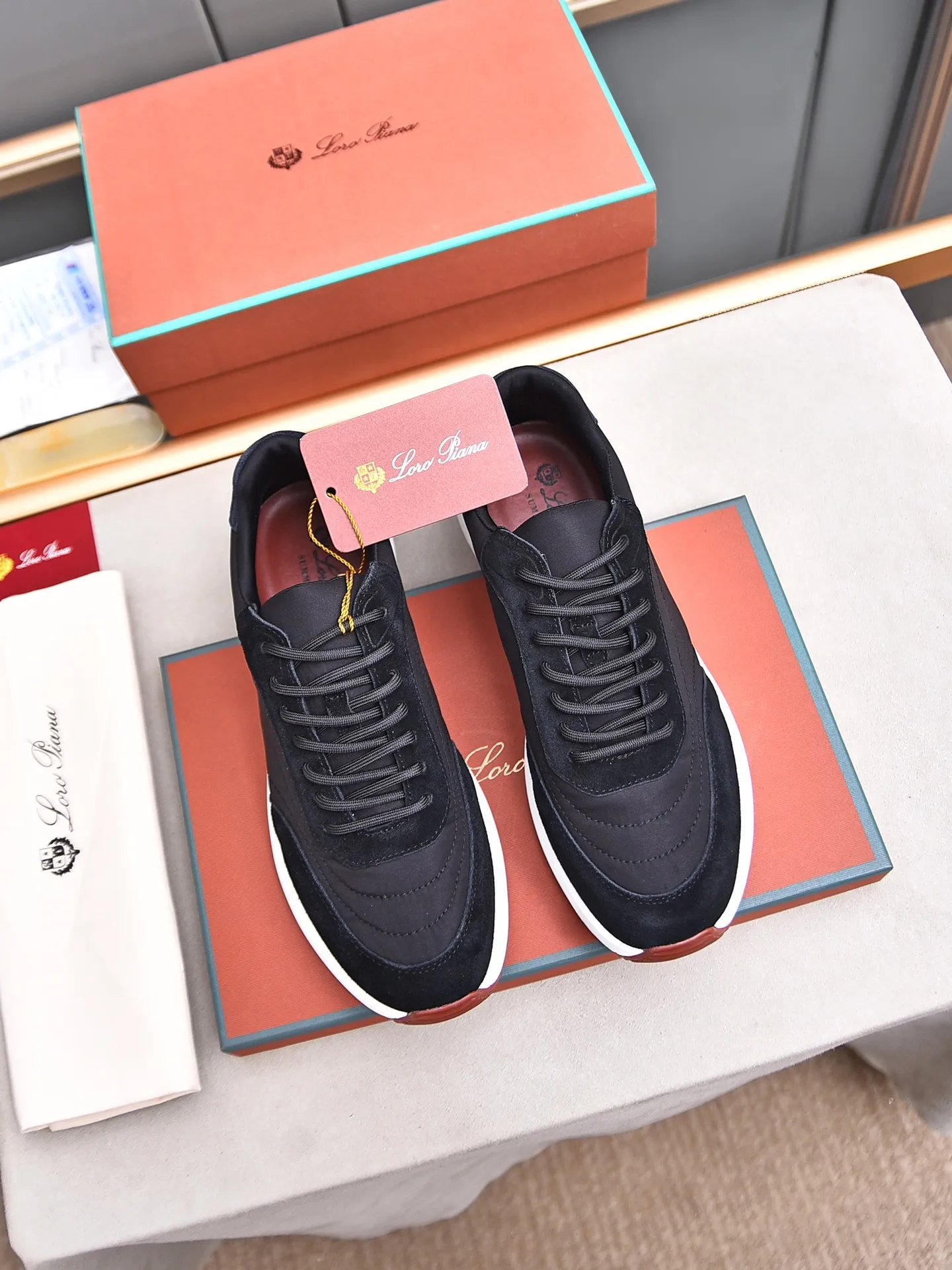 Men's shoes 💰460 LP new product on sale Loro Piana sports shoes｜Made with top-layer frosted and imported waterproof fabrics｜Comprehensive one-to-one restoration of the counter process｜Installed with original molded rubber three-color combination craft outsole｜Size: 39-44 (customized at 45.46)